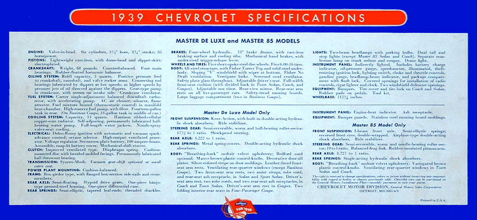 1939 Chevrolet Brochure Page 8